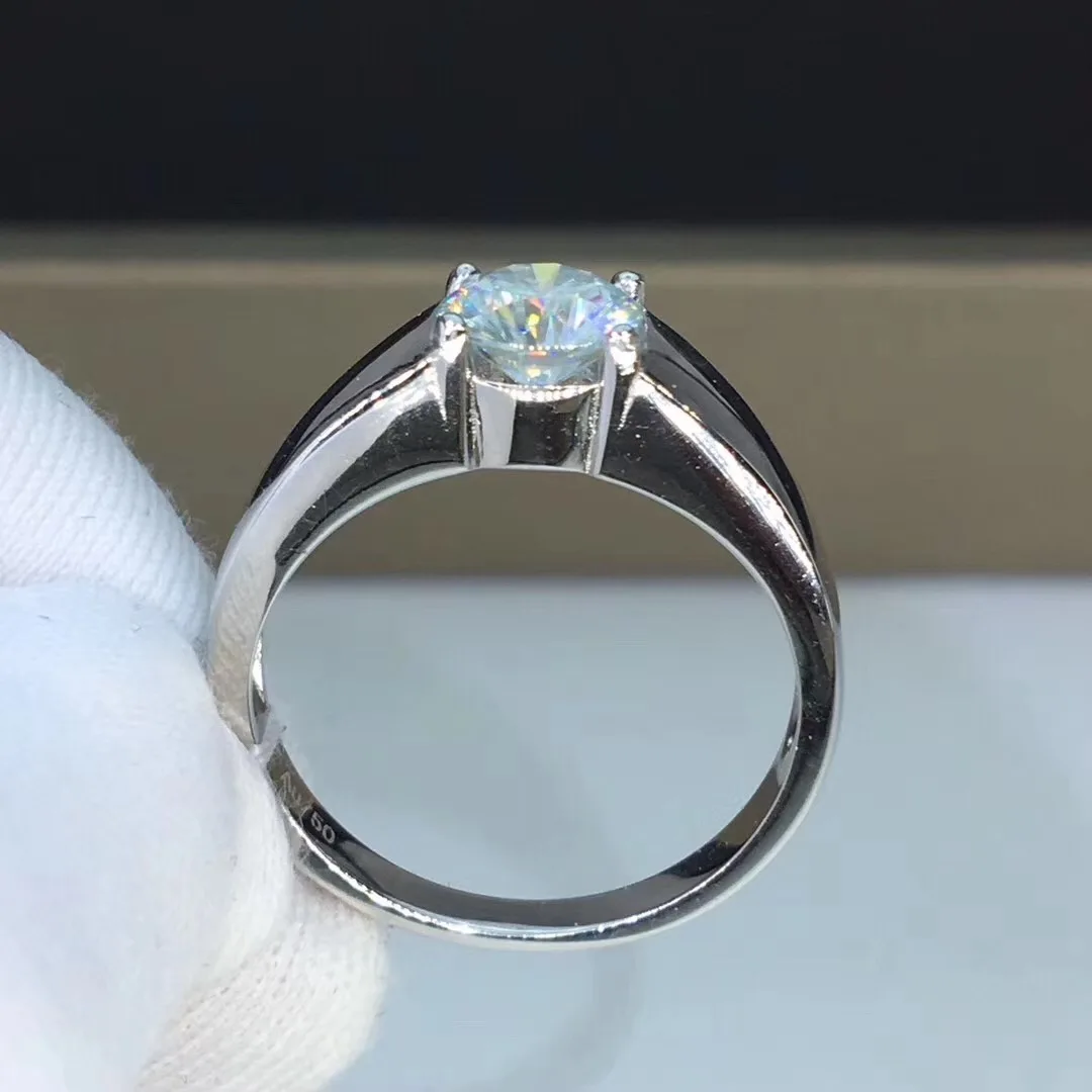 Круглое серебряное муассанитовое кольцо 1ct 6 50 мм D VVS роскошное для мужчин|Кольца|
