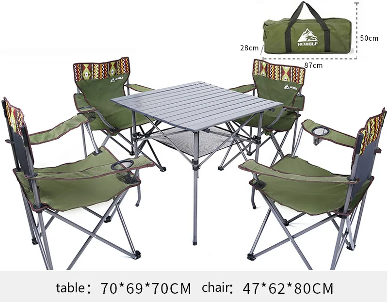 Outdoor Picnic Set Portable Folding Tables and Chairs for Camping Folding Table and Chair Set Foldable Aluminum Table - Цвет: 5