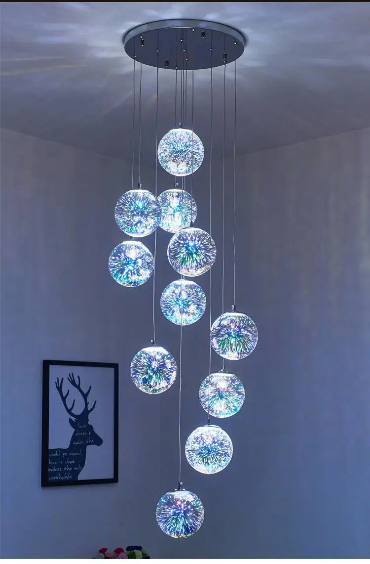 買取 ノベルティ 3D ミラーガラス玉のペンダントライトリビングルームモダンなライトヴィラスパイラルサスペンション照明器具ガラス G4 Led 光沢