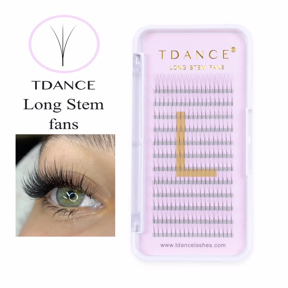 TDANCE 100 шт/партия наращивание ресниц Длинные Стволовые предварительно сделанные