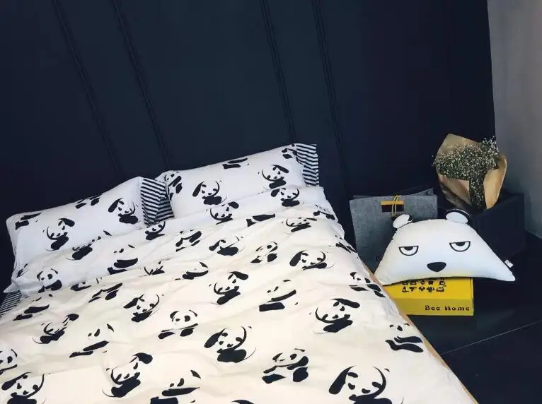 Горячая Распродажа 100% хлопок черно белый 4 шт постельных принадлежностей панда