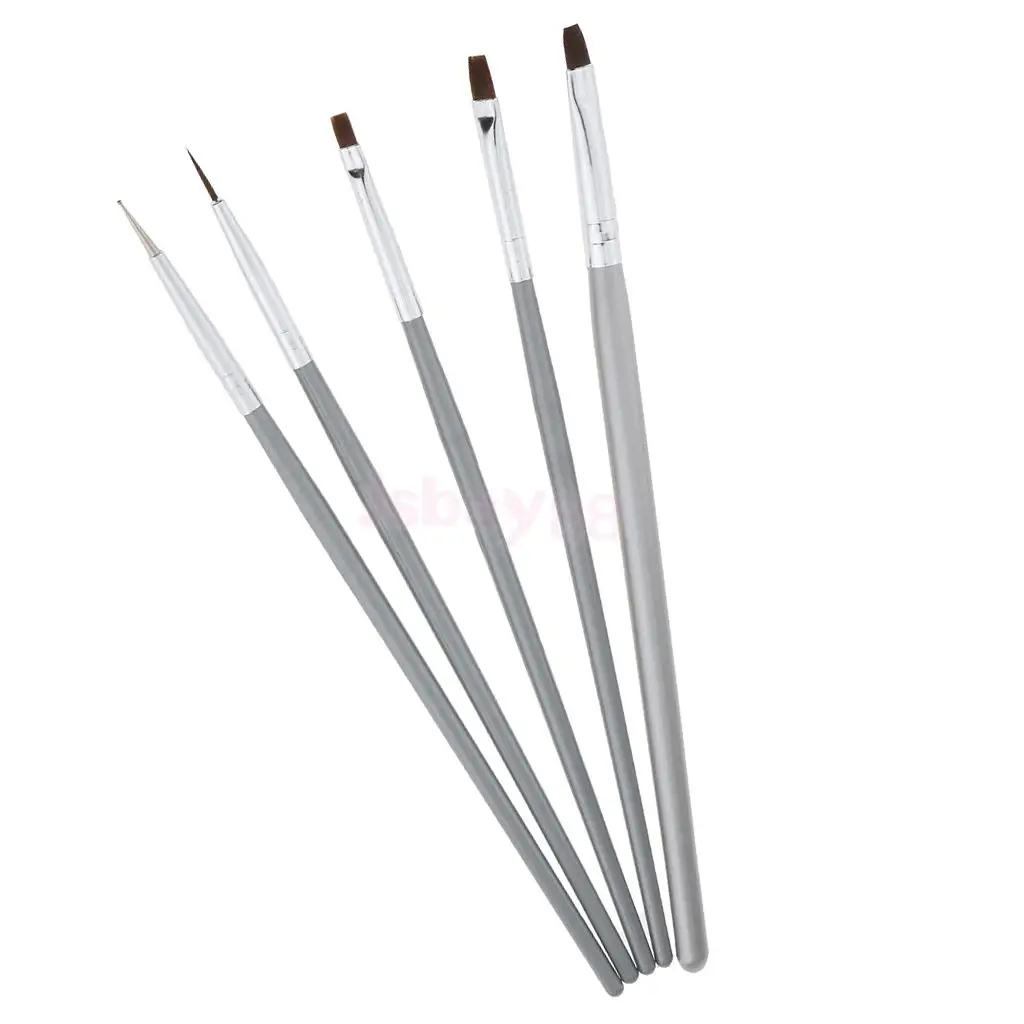 5 шт. Металлические кисти для дизайна ногтей набор ручек УФ гель акриловые