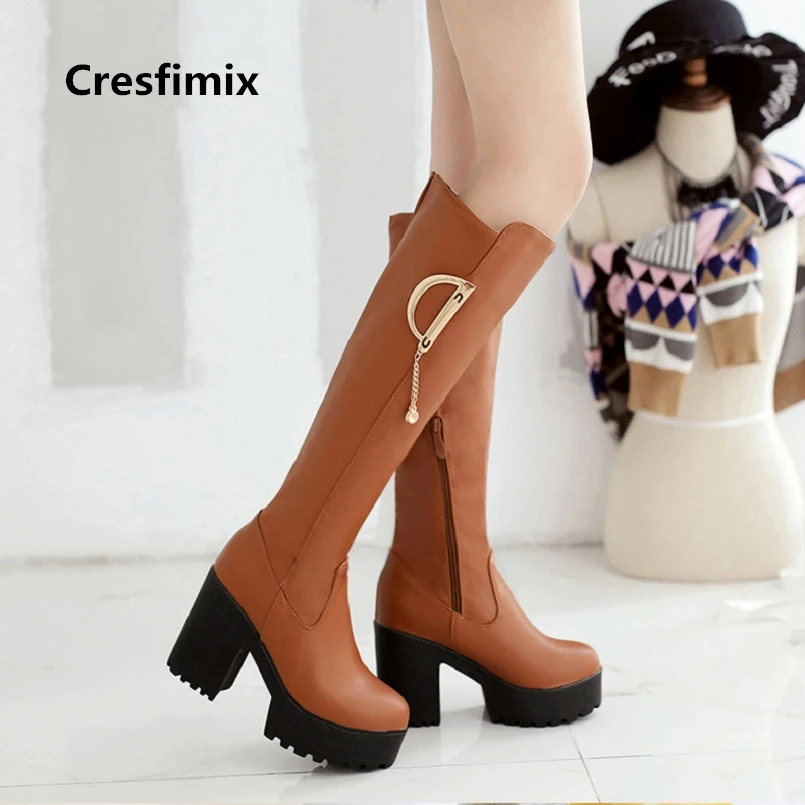 Cresfimix/женские модные новые стильные высокие сапоги высокого качества 10 см 2018
