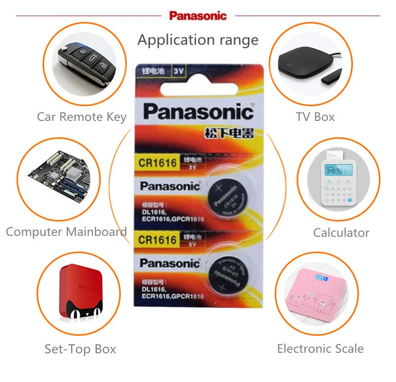 100 шт. Panasonic 100% оригинальная CR1616 Кнопочная батарея для часов автомобильный пульт