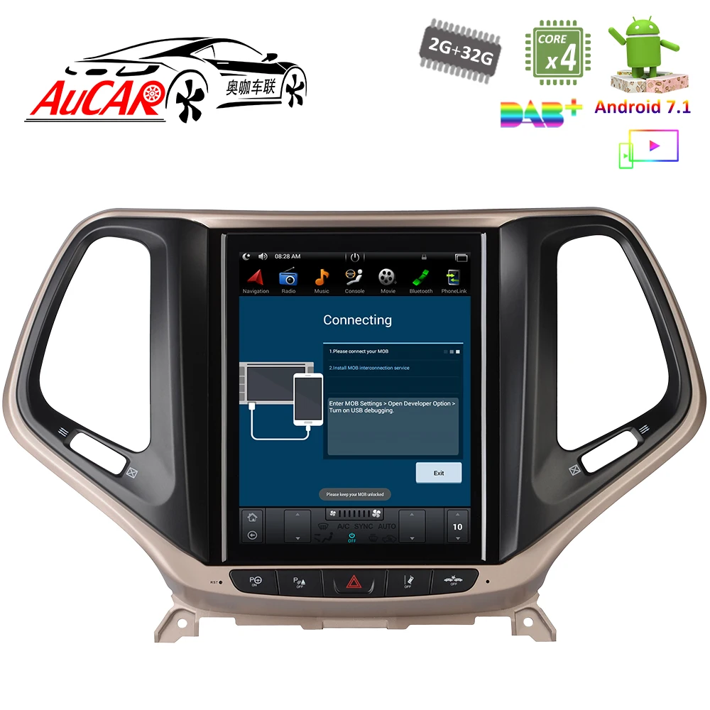 Android 7 1 10 4 "Тесла стиль для Jeep Cherokee GPS многофункциональный 2014 DVD плеер Bluetooth радио