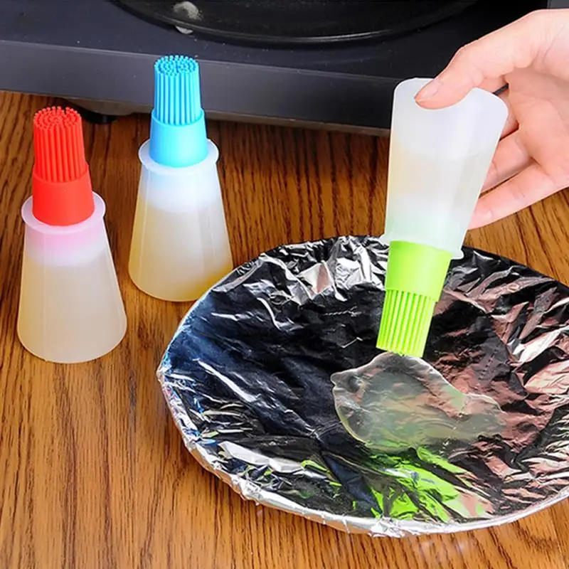 High Quality Portable Flapjack BBQ Brushes Basting Silicone Baking Kitchen Oil Bottle Temperature |