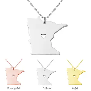 USA Louisiana State Map Hollow Heart Necklace Rose Gold Silver Color  Stainless Steel Necklaces Chokers Hip Hop Jewelry - AliExpress