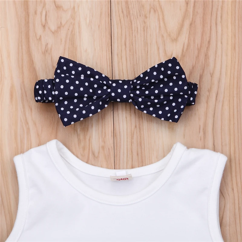 Лоскутная одежда для малышей Детские комбинезоны с печатью в горошек + повязка на