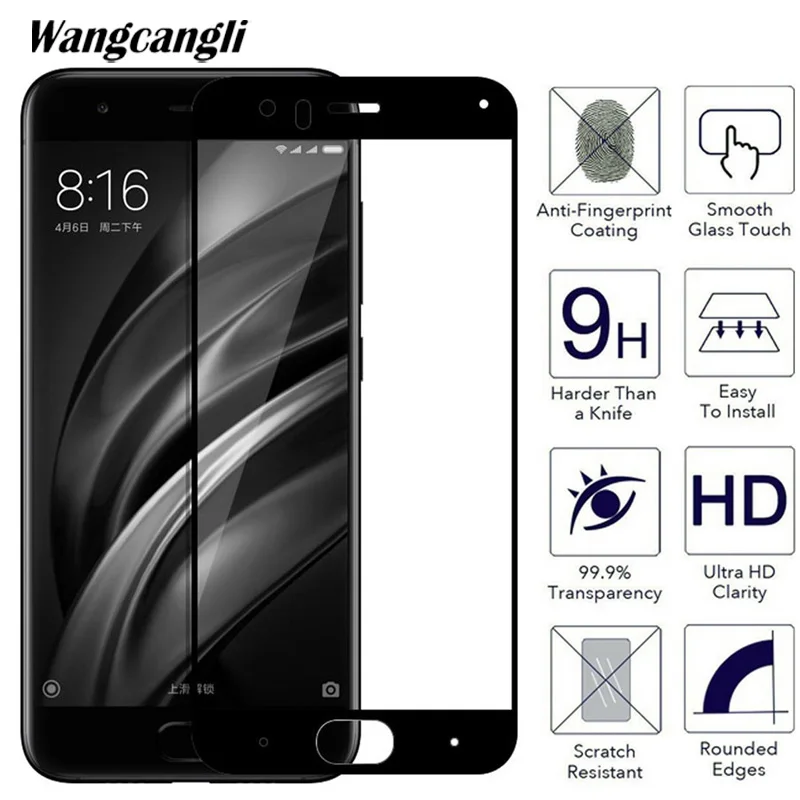 Wangcangli закаленное стекло для Xiaomi Mi 6 Glass 9 H твердость мобильного телефона защитная