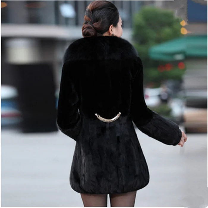 Женская Длинная зимняя куртка с воротником из лисьего меха|rex rabbit fur coat|rabbit coatgenuine