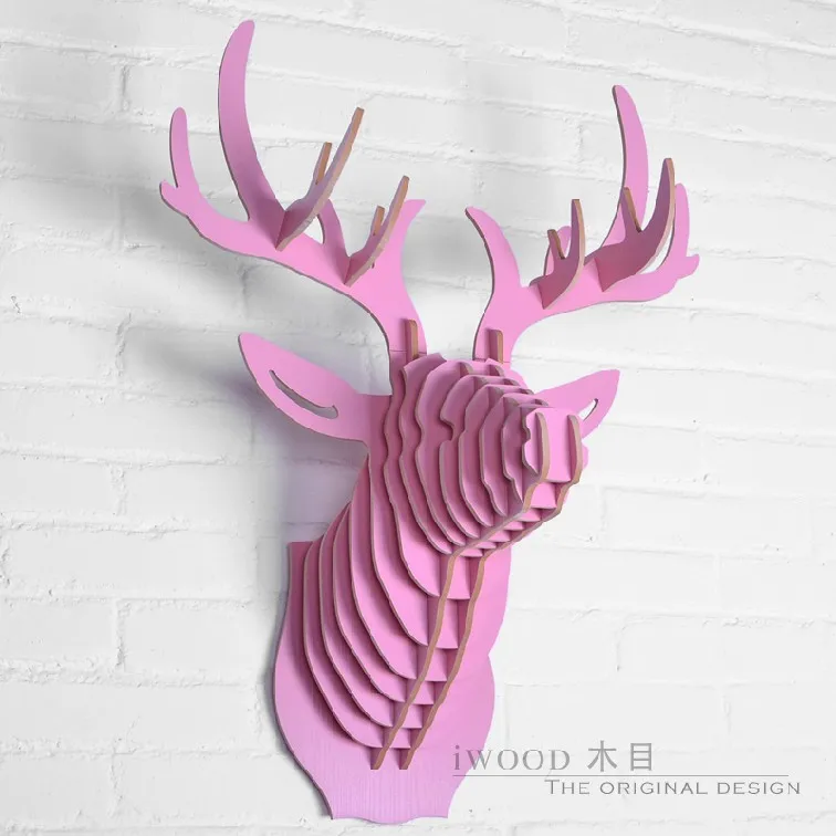 Поголовье оленей 3D DIY деревянные украшения дома Европейский животных резьба по