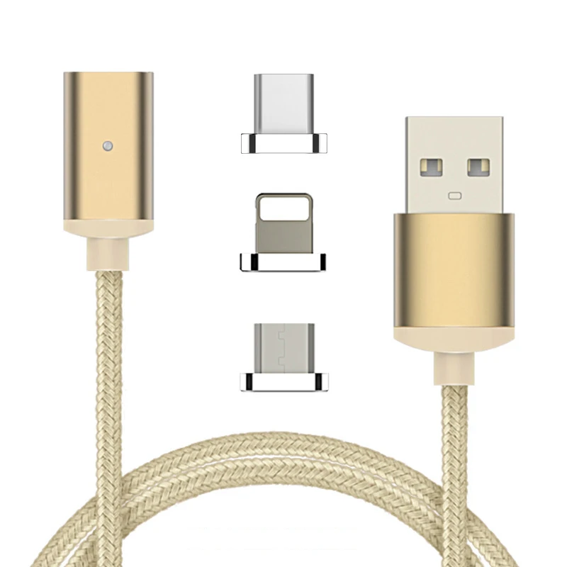 Gold 3 в 1 Магнитный зарядный кабель usb type-C/Micro USB/IOS зарядный кабель для передачи данных с 3 адаптерами для iPhone мобильный телефон, Android провод - Тип штекера: Gold