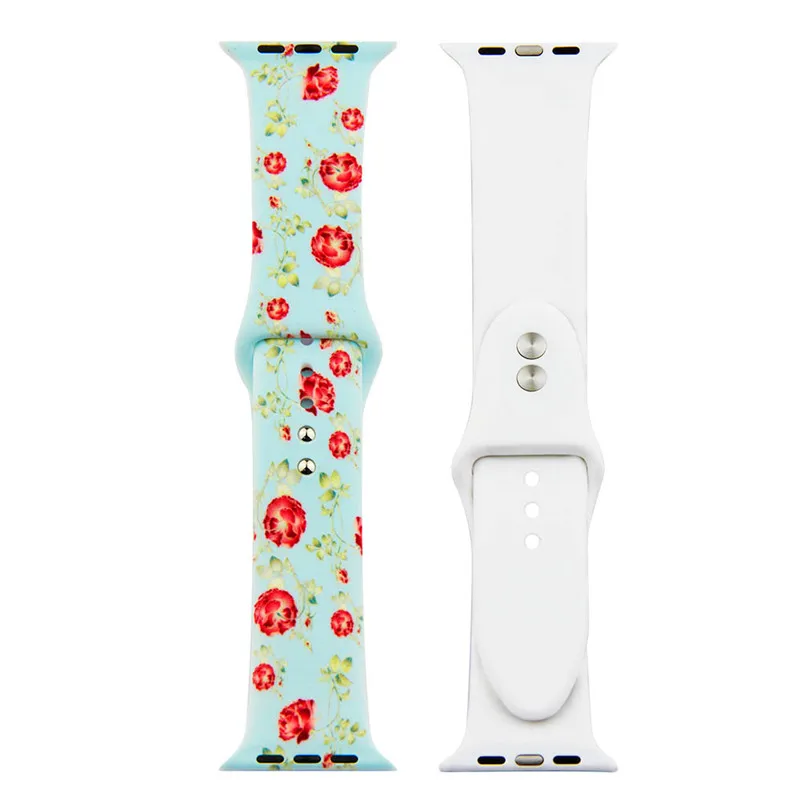 Мягкий силиконовый ремешок для Apple Watch band4 44/40 мм с печатью резиновый наручных