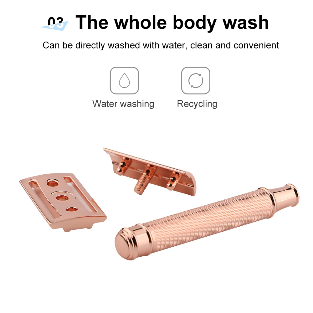 HAWRAD RAZOR Men's Double Edge Razor Manual Safety Razor 1 Zinc Alloy Head+Gold Brass Handle+10 Blades+Gift Box,Women Razors