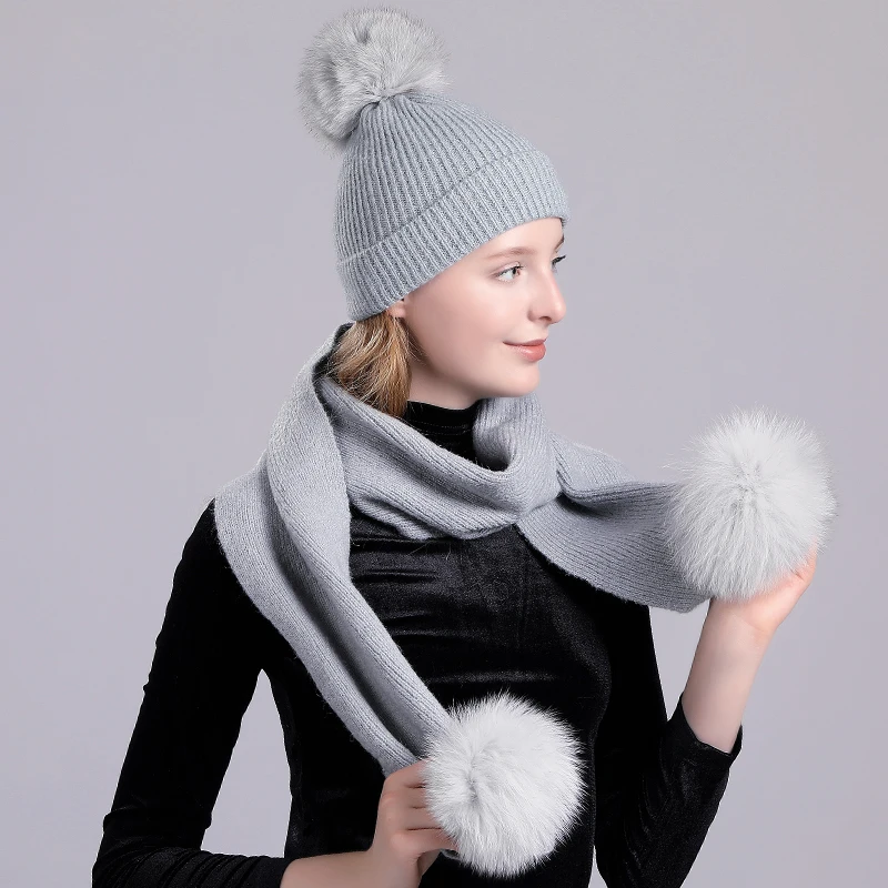 MNKNCL женская зимняя шапка и шарф модный кашемировый лисица высокого качества с