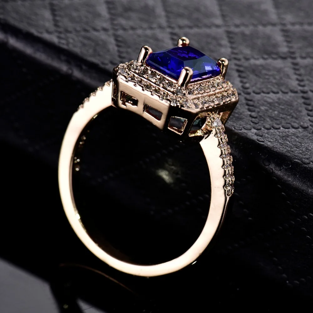 Женское кольцо на палец XIAGAO золотого цвета квадратное круглые с кубическим