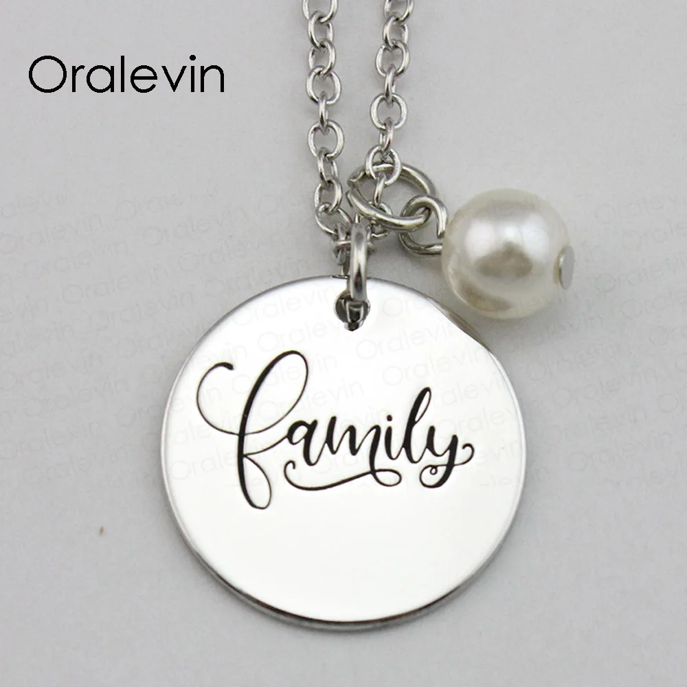 

FAMILY Inspirational Hand Stamped Engraved Accessories Custom Charms Pendant Necklace Gift Fashion Jewelry,10Pcs/Lot, #LN1719