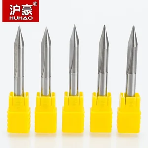 HUHAO 1 шт. 6 мм 2 флейты, прямые гравировальные биты, глубокий резец для дерева с ЧПУ, резьба V типа, резные станки, 50 мм Концевая мельница