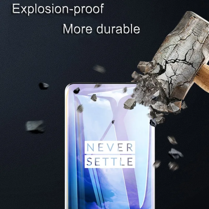 Закаленное стекло для One Plus 7 Pro 1 + защитная пленка на полный экран прозрачное