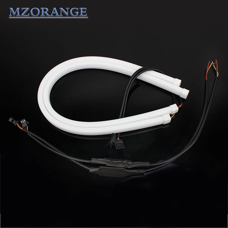 MZORANGE автомобильный Стайлинг 2 шт. 60 см Авто Янтарная белая последовательная полоса светодиодный гибкий DRL головной светильник поворотник Переключающийся светильник