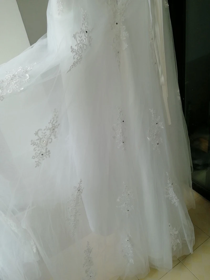 Fansmile, Тюлевое свадебное платье, Vestidos de Novia, с вышивкой, кружевное свадебное платье русалки,, свадебные платья размера плюс, индивидуальные FSM-138M