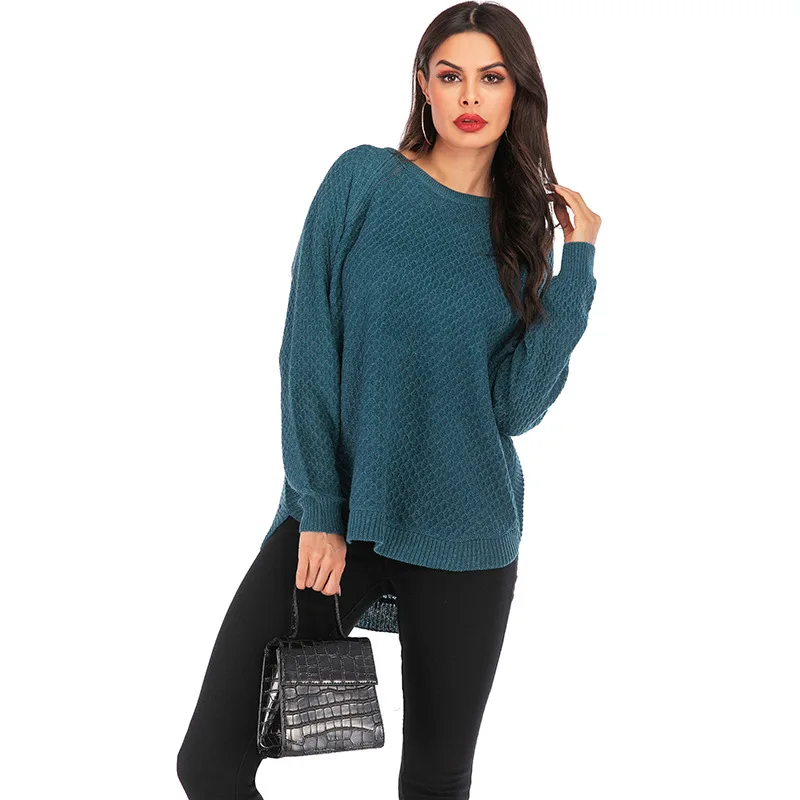 Женский трикотажный свитер с круглым вырезом 3 цвета | Женская одежда