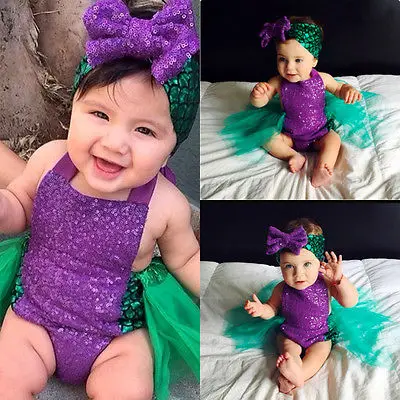 Тюлевое боди Русалка для девочек 0 24 мес. с блестками|toddler bodysuits|baby bodysuit girlkids |
