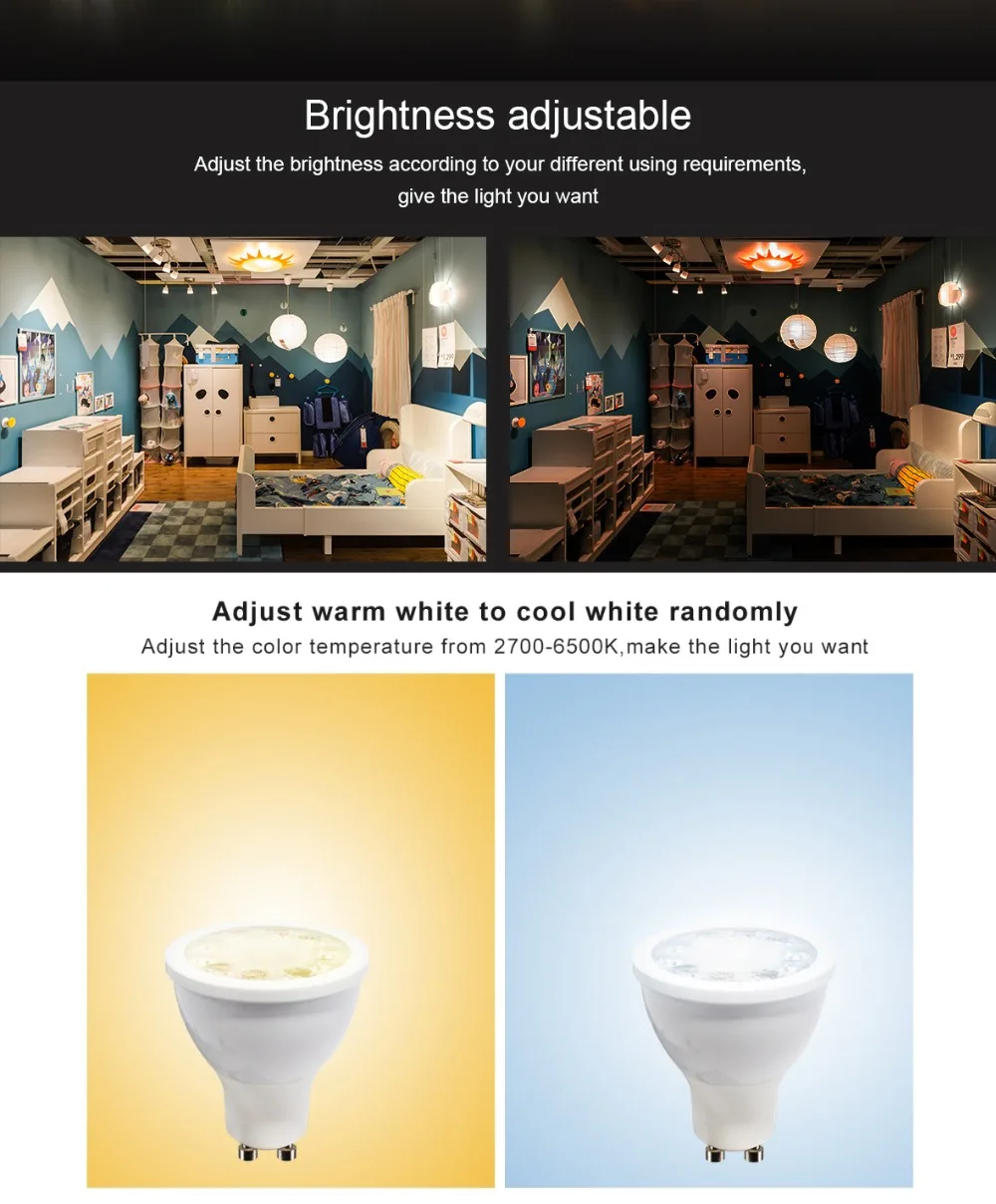 ZIGBEE RGB/CCT белый 5 Вт GU10 лампа RGBW/CW 2700-6500 K светодиодный прожектор AC100-240V zigbee zll работа с alexa puls светодиодный