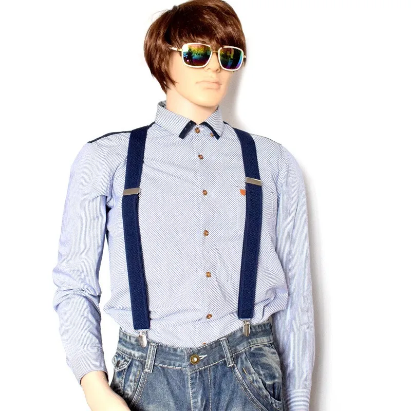 Подтяжки Yienws 125 см мужские с 4 зажимами Y-образные для брюк темно-синие черные |