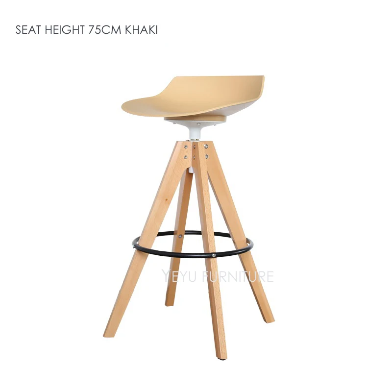 SH75CM KHAKI Высота сиденья 65 см 75 см Современный Лофт Дизайн Массив дерева поворотный кухня номер счетчик табурет, классический Дизайн барный стул 1 шт - Цвет: SH75CM KHAKI