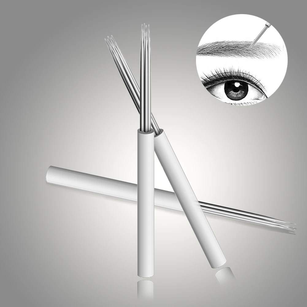 Татуировки ручки Pin ИГЛЫ Перманентный макияж бровей лезвия 3D вышивка ручной