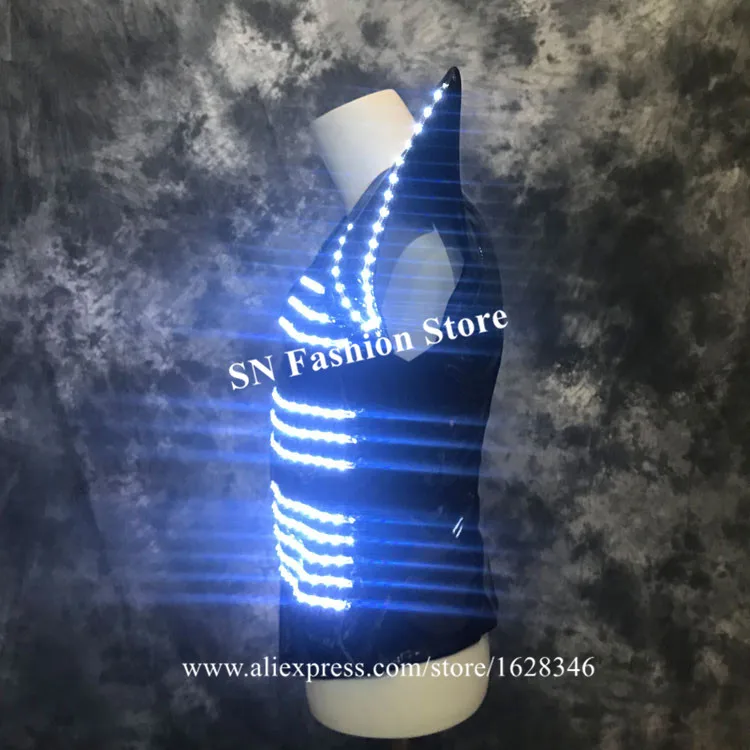 P54 Singer stage dance costumes bar KTV wears led costume luminous light perform dress clothe party glowing vest disco show | Дом и сад