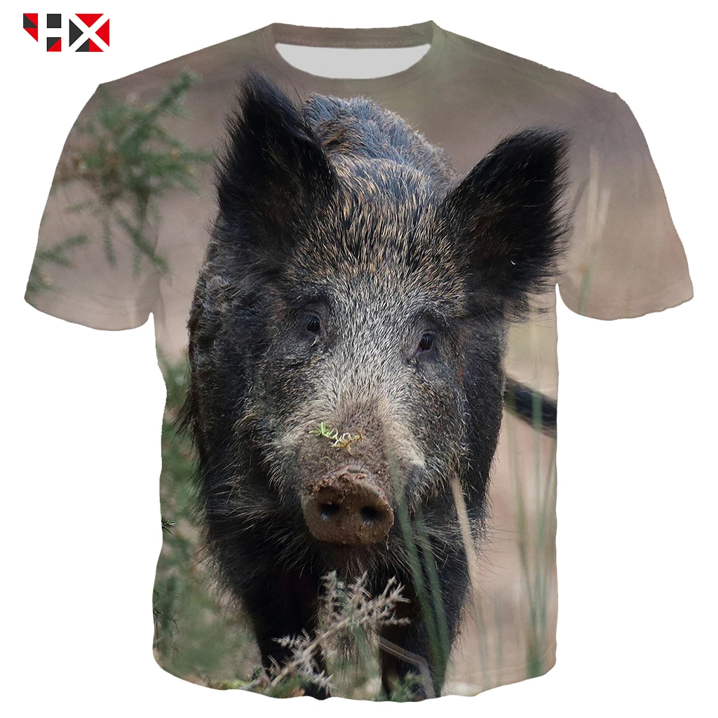 T shirt 1 Летняя мужская футболка с 3D принтом дикого кабана, новинка, дикие животные, свинья, Мужская/женская уличная Футболка Harajuku, свинка, топы с коротким рукавом, Z89 - Цвет: T shirt 1