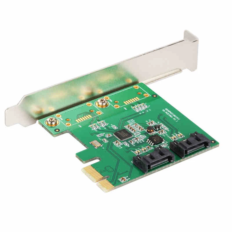 Плата контроллера PCI Express с 2 портами SATA 6 Гбит/с RAID 0 RAID1 + PCI-e на Dual 3 низкопрофильным