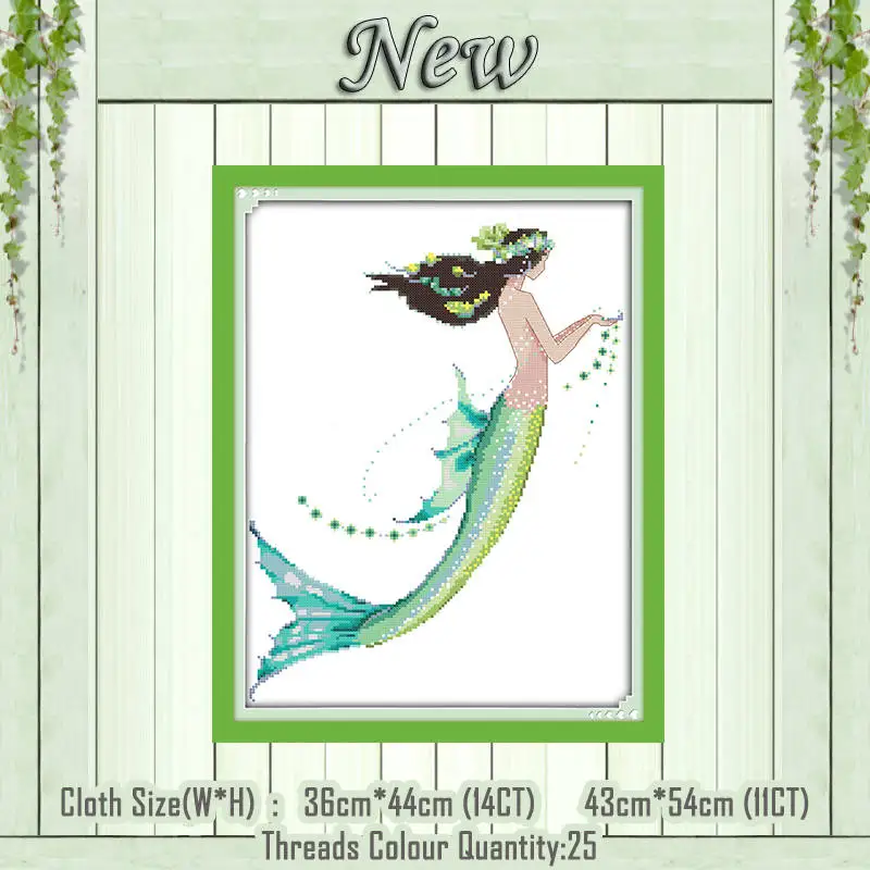 The mermaid 8 Маленькая Русалочка Мультфильм diy картина Счетный напечатанный на холсте DMC 14CT 11CT китайский вышивка крестиком наборы для вышивания - Цвет: The mermaid 8