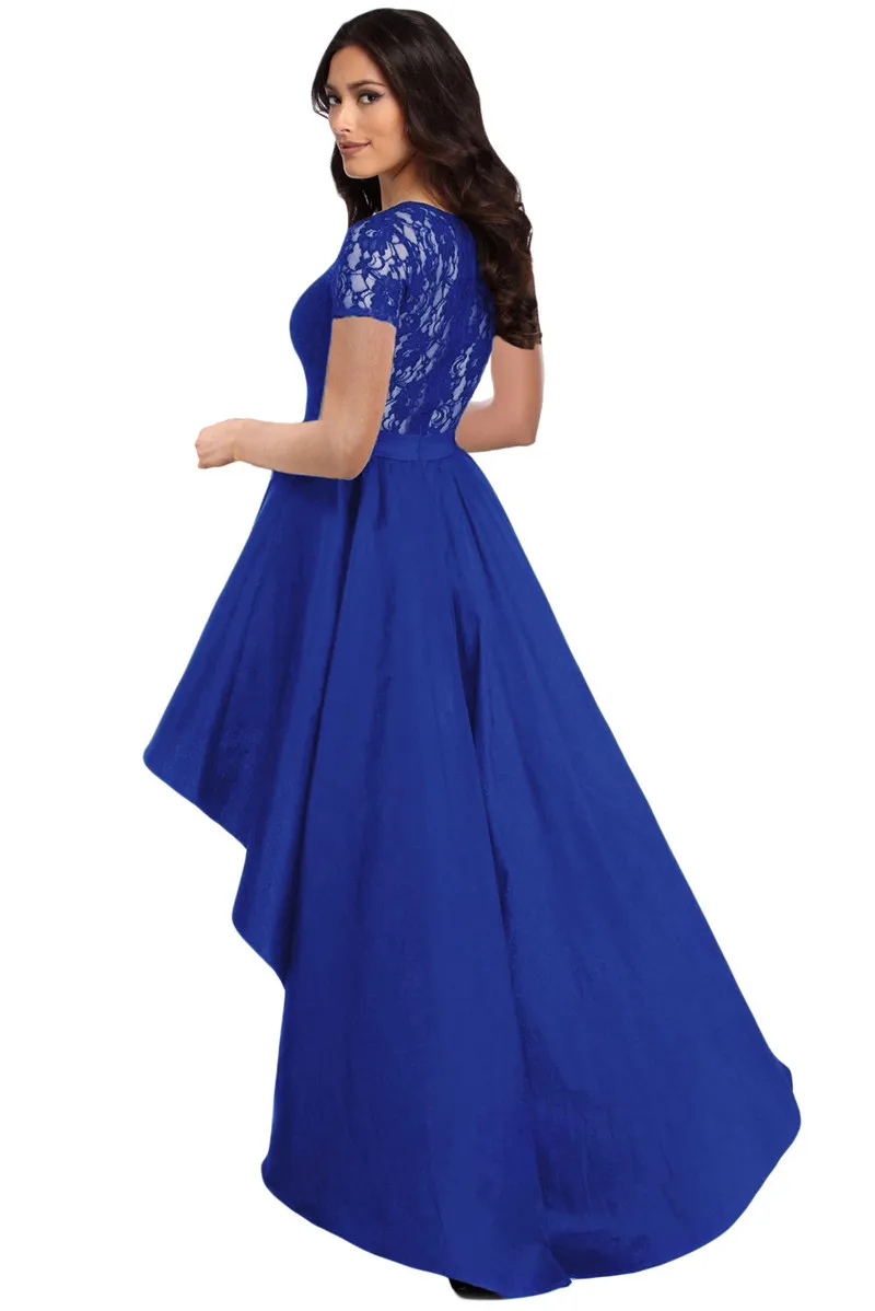 Adogirl 2019 модный кружевной лиф элегантное вечернее вечерние Hi-lo с коротким рукавом