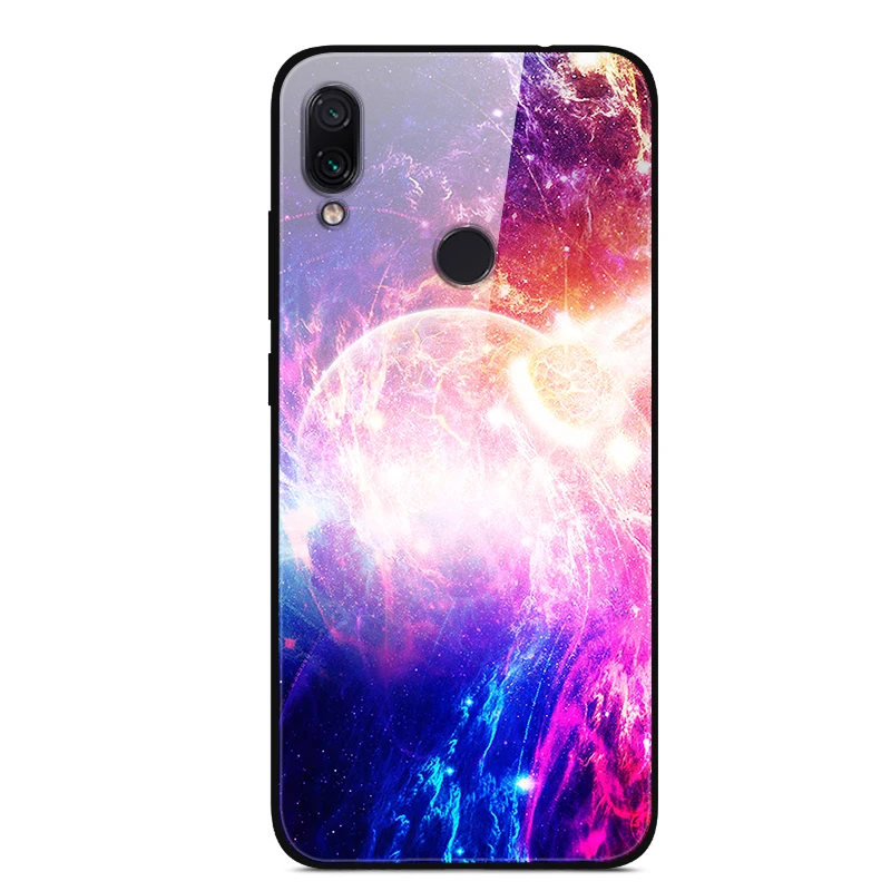 Чехол из закаленного стекла для Xiaomi Redmi 7, чехол с изображением планеты космоса, стеклянный чехол для задней панели, чехол для Xiaomi Redmi 7, чехол для Redmi 7, Redmi7, 6,26 дюйма