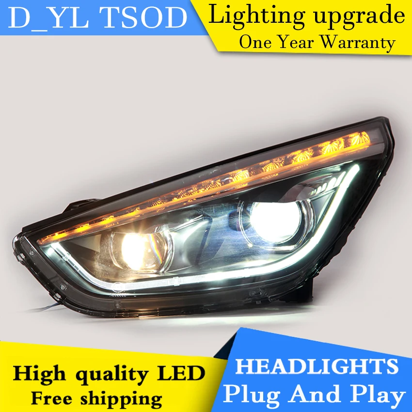 

Car Styling LED Head Lamp for Hyundai IX35 headlights 2011-2015 IX35 led headlight led drl H7 hid Q5 Bi-Xenon Lens low beam