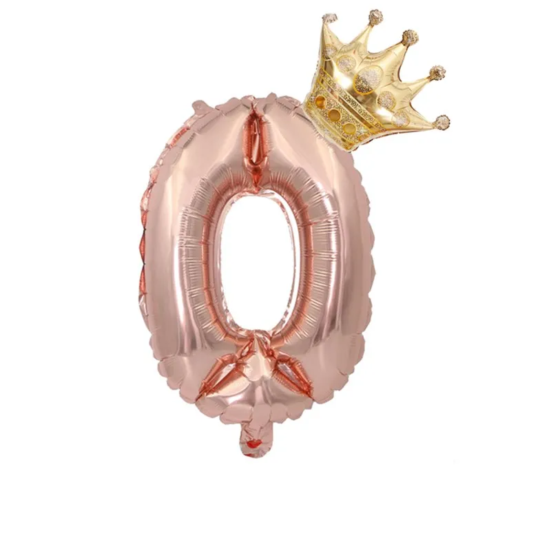 number 0 Rose Gold Foil Balloons Air Wedding Ballon Helium Balloon Happy Birthday Party Decoration Kids Crown Balls Number Baby Shower - Цвет: number 0