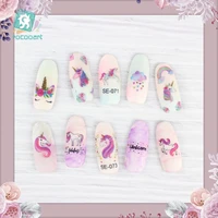 rocooart unicorn nail stickers for women cute elements adhesive foil nail art wraps flowers nail art decoration girls nail decal