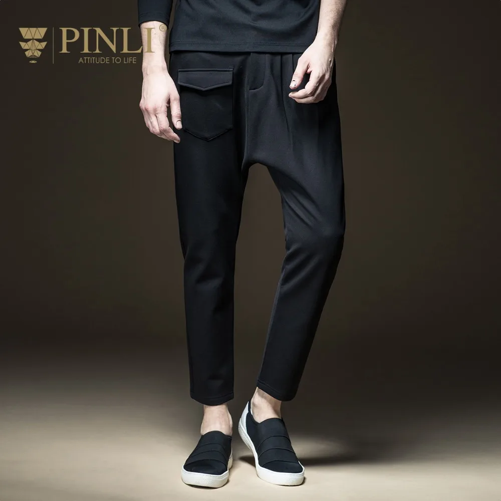 Free Shipping New male men's man Slim casual 2017 autumn slim trousers black personality Harlan Handsome Korean pants B173317165 | Мужская