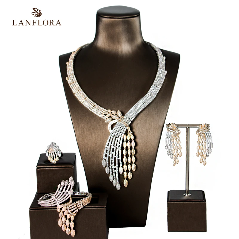 LANFLORA 2018 Африканское ожерелье новый индийский комплект ювелирных изделий