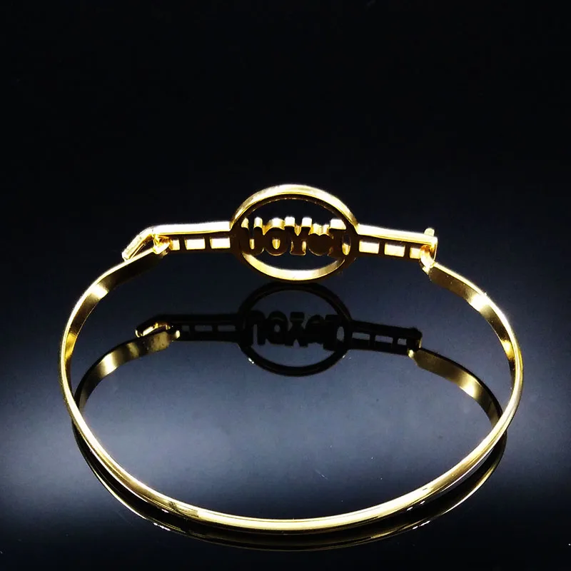 Браслеты и Обручи из нержавеющей стали золотого цвета браслеты I love You ювелирные