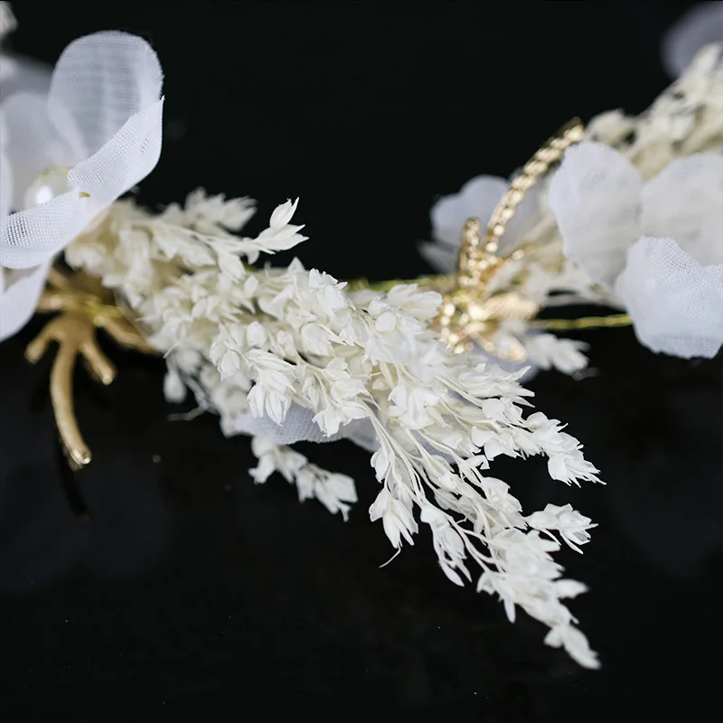 FORSEVEN женский белый цвет Искусственный цветок жемчуг Кристалл головная повязка