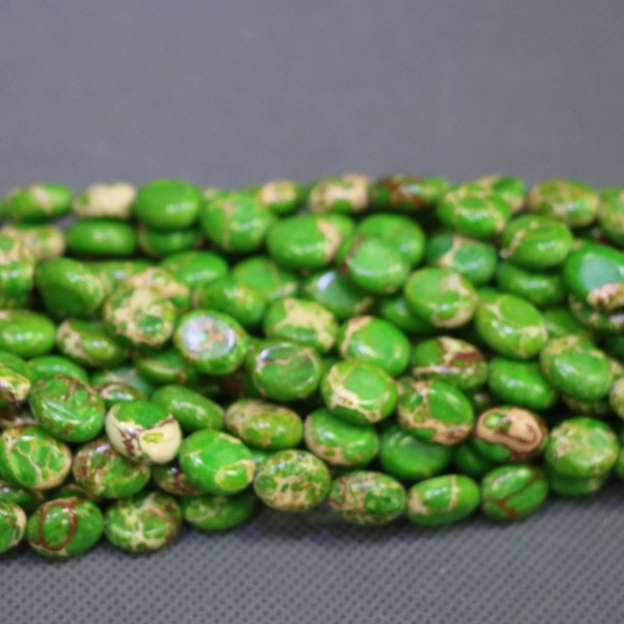 

Kindgems Emperor Imperial Green Beads Gems Stone Beads Strand Diy For Jewelry Making for Women Oval Shape Smooth Surface Beads