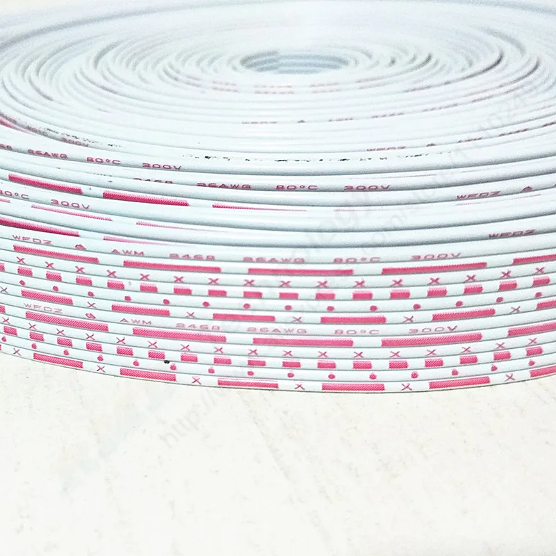 2468 26AWG 12P красный белый гибкий плоский кабель 1 метр проводник из луженой меди