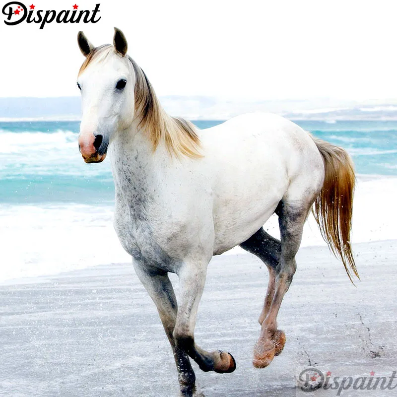 

Dispaint Full Square/Round Drill 5D DIY Diamond Painting "Animal horse scenery" 3D Embroidery Cross Stitch 5D Home Decor A10948