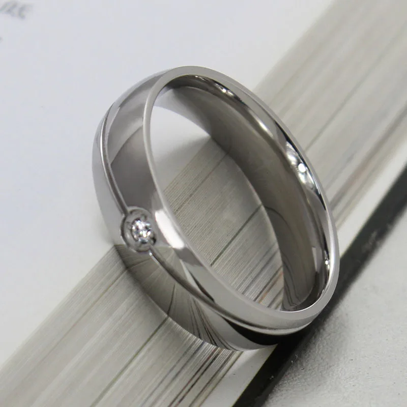 Male Female Titanium Ring Rose Gold Color Burnish AAA+ Cubic Zirconia Flush Setting Wedding Band Stainless Steel for Women | Украшения и