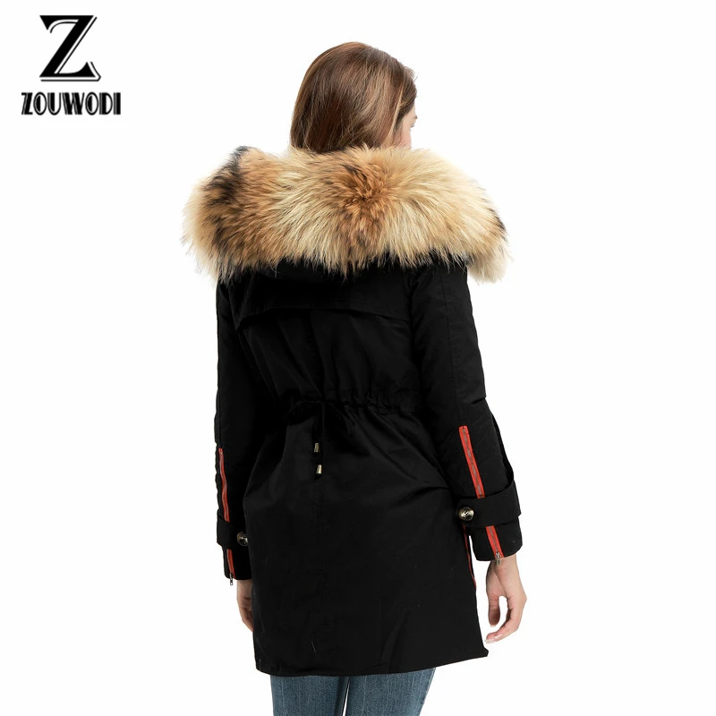 Zouwodi Новое поступление 2017 года зимняя куртка женские черные мода с длинным