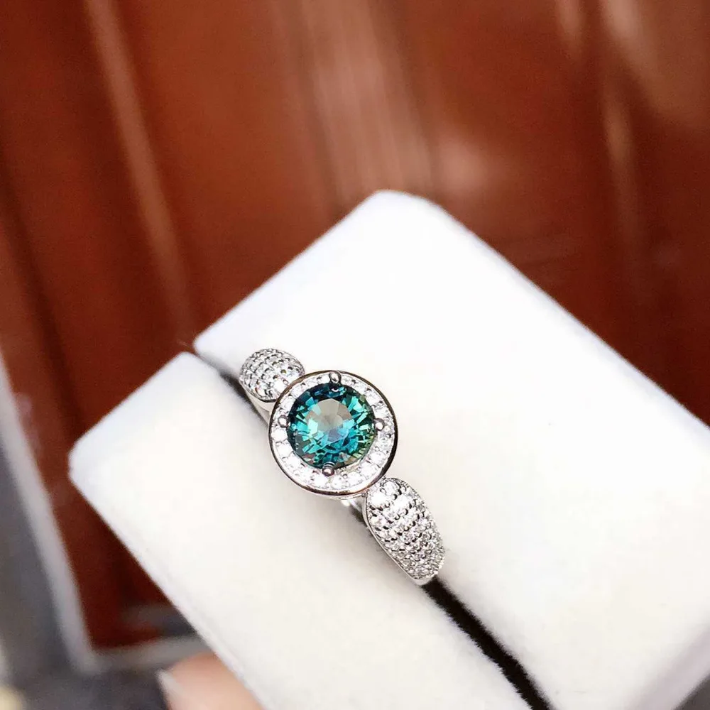 Кольцо с натуральным синим сапфиром кольцо из серебра 925 пробы драгоценным